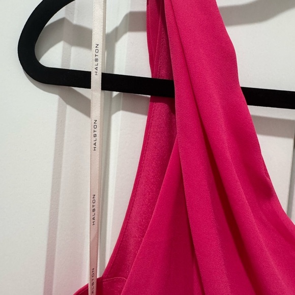 Halston Vibrant Pink Asymmetrical Formal Dress - Picture 4 of 8